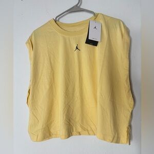 JORDAN NWT PASTEL YELLOW CUT OFF WOMENS WORKOUT TOP SZ XLARGE